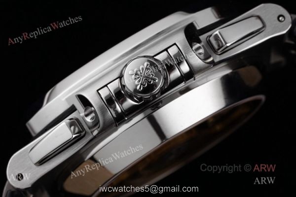 New Patek Philippe Nautilus 5980 Black Dial Black Leather Strap Swiss Made Replica Watch 4