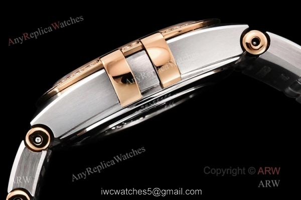 GF Factory Swiss Replica Omega Constellation Two Tone Rose Gold Diamond Watch With Black Aventurine Dial 4