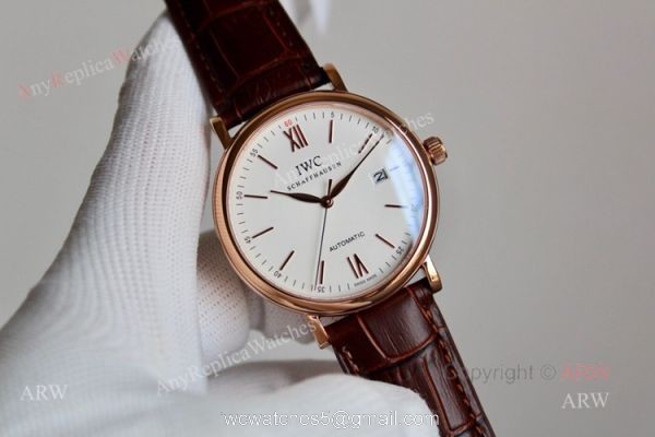 Best Replica IWC Schaffhausen Portofino White Dial Rose Gold Automatic Watch 4