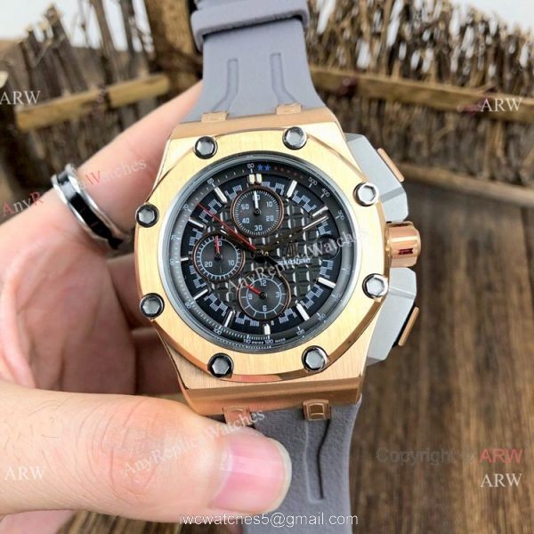 Copy Audemars Piguet Michael Schumacher Rose Gold Black Bezel Watches 4