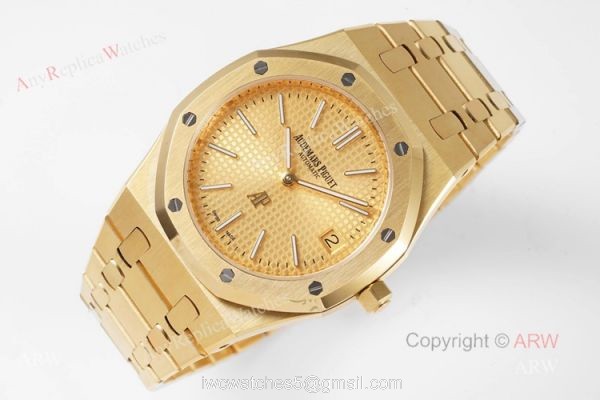 New 15202 Audemars Piguet Royal Oak All Gold Swiss Replica Watch 39mm 4