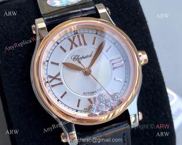 Replica Ladies Chopard Happy Sport 7 Floating Diamonds Watch Swiss Made 4