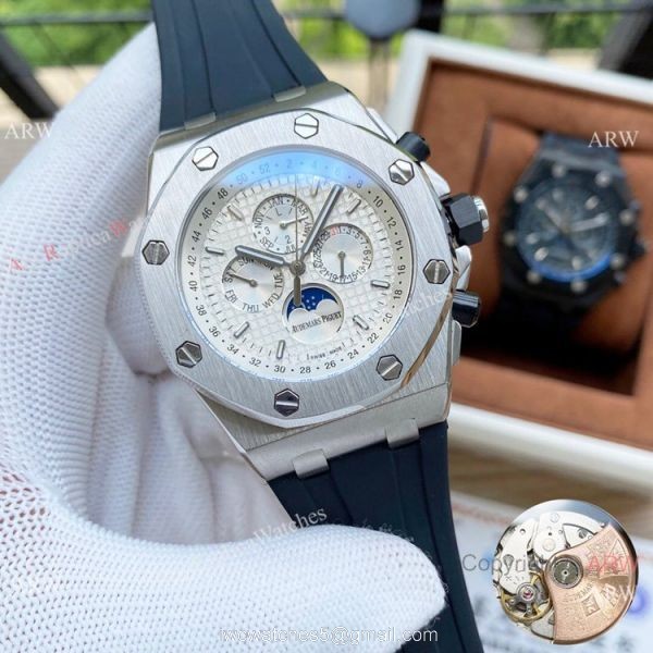 Copy Audemars Piguet Moonphase Watches Black Steel Case 4