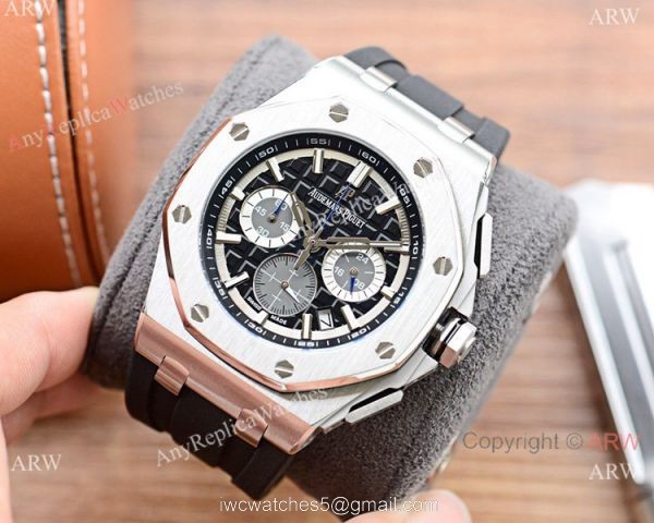 New Copy Audemars Piguet Royal Oak Chronograph Watches Rose Gold and Blue 4