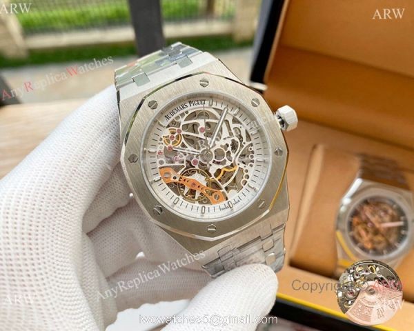 Replica Audemars Piguet Skeleton Royal Oak Watches Two Tone Rose Gold 4