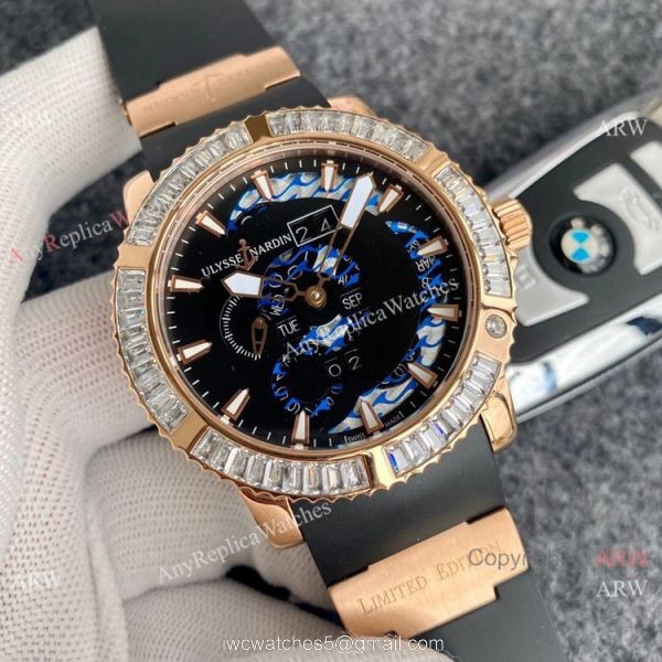 Best Replica Ulysse Nardin Automatic Watches Chocolate Dial Diamond Bezel 4