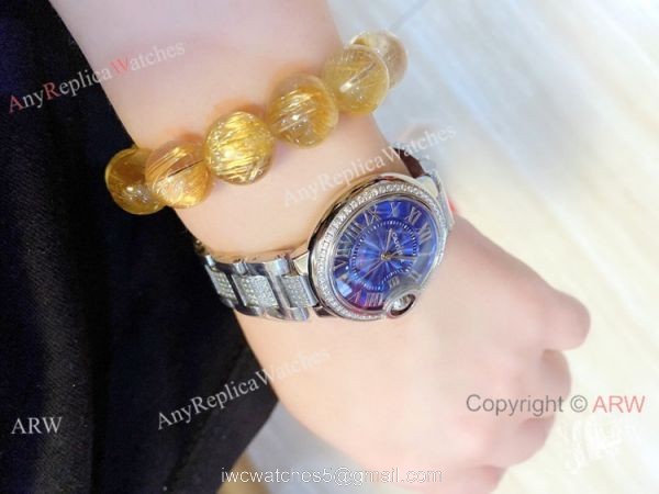 Replica Cartier Ballon Bleu 33mm Quartz Watch Silver Dial and Blue Dial 4