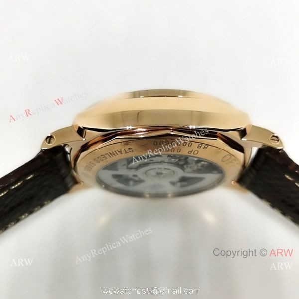 Copy Panerai Radiomir Rose Gold Brown Leather Strap Watch 4