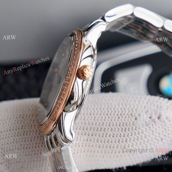 Swiss Quartz Omega De Ville 2-Tone Rose Gold Watches Women Size 4