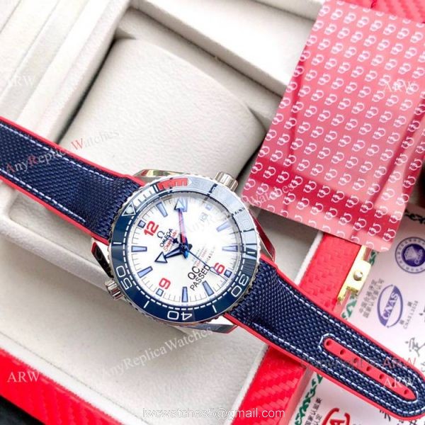 NEW! Omega Seamaster Planet Ocean 600M Americas Cup Edition Rubber Strap Watch 4