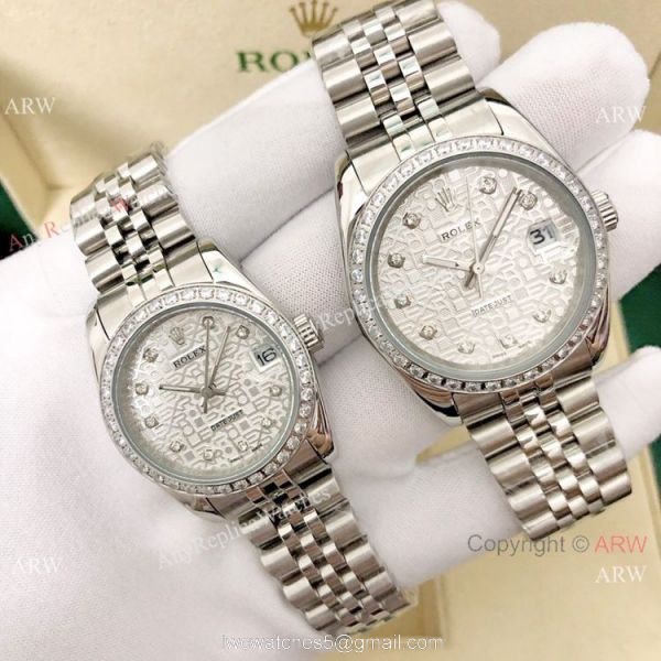 36mm and 31mm Copy Rolex Datejust Jubilee White Mother of Pearl Watch 4