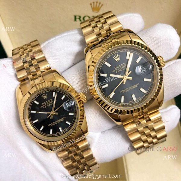 Buy Copy Rolex Datejust Jubilee 36mm and 31mm Watches All Gold White Roman 4