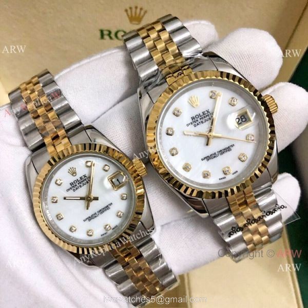 Copy Rolex Datejust 36mm and 31mm Watch 2 Tone Black Face 4