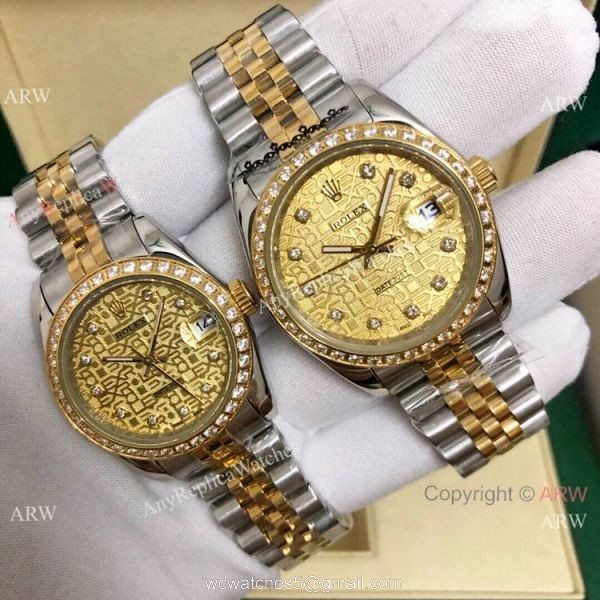 Clone Rolex Datejust Green Dial 2-Tone Lover Watch 36mm and 31mm 4