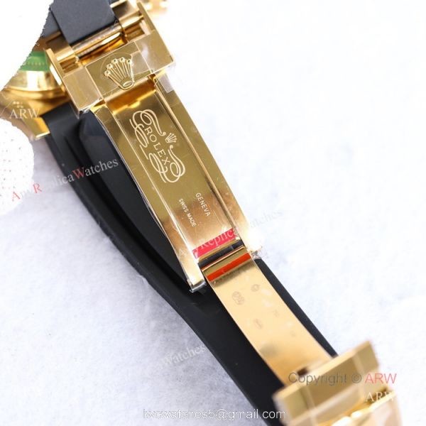 New Gold Rolex Daytona Rainbow Diamond Bezel Black Dial With Diamonds Watch Replica 4