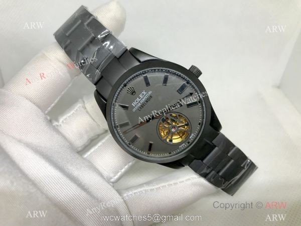 Best Replica Rolex Label Noir Tourbillon Men Watches 4