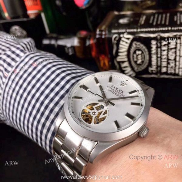 Best Replica Rolex Label Noir Tourbillon Watches Stainless Steel 4