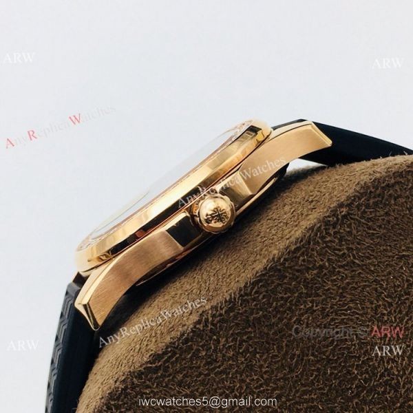 PFF Swiss Patek Philippe Aquanaut Luce Quartz Watch Rose Gold Black Dial 4