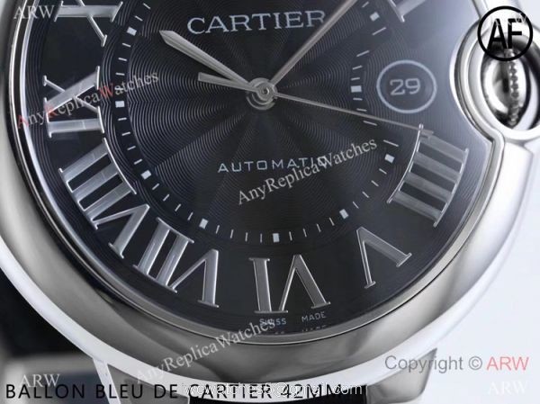 Swiss Replica Cartier Ballon Bleu Watch Black Dial Leather Strap 42mm 4