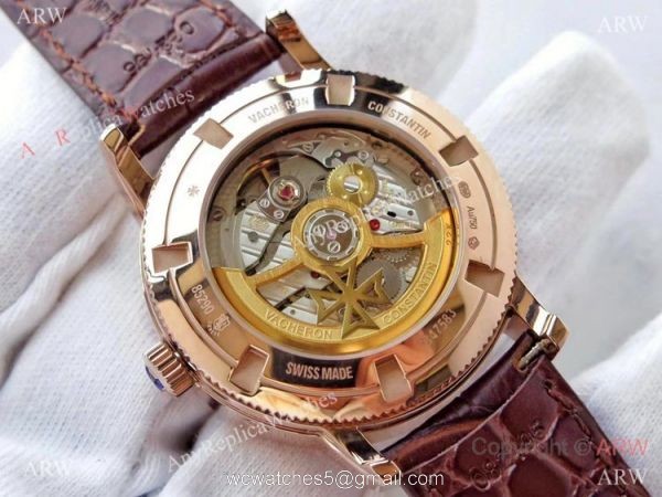 Swiss Replica Vacheron Constantin Traditionnelle Complete Calendar AIF Watch Rose Gold 4