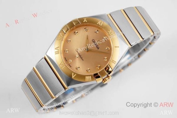 NEW! Swiss Copy Omega Constellation 2-Tone Watch 28mm Quartz 4