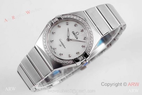 NEW! Swiss Grade Copy Omega Constellation 28mm Watch White MOP Dial 4