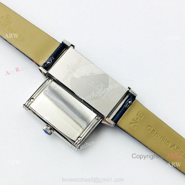 2020 Swiss Replica Jaeger LeCoultre Reverso Duetto Women Watch SS Blue Dial 4