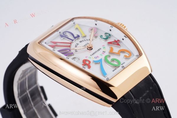 Replia Franck Muller Vanguard Rose Gold V32 Women Watch With Colorful Numbers 4