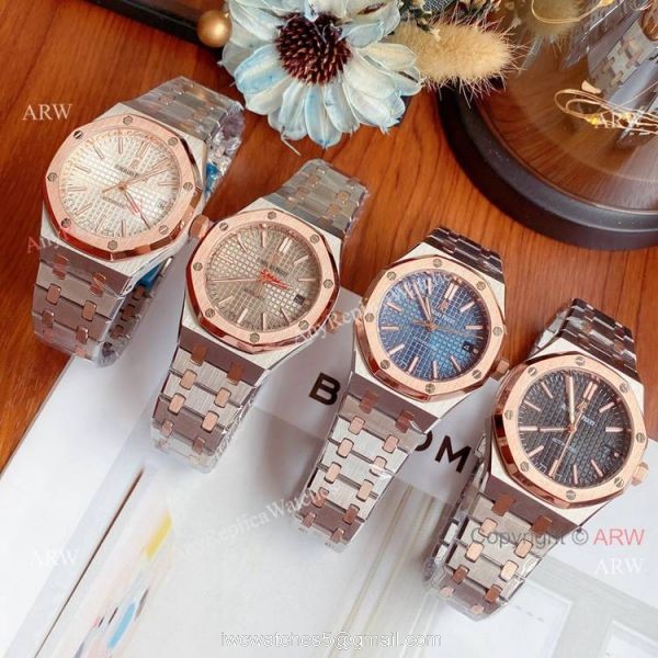 New Replica Audemars Piguet Royal Oak 37mm Lady Watch 2-Tone Rose Gold 4