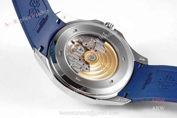 (ZF) Swiss 324 Patek Philippe Aquanaut 5168 Blue Dial Blue Rubber Strap Men Watch Replica 4