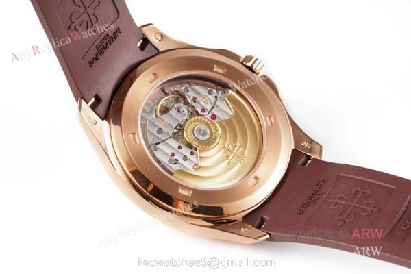 (ZF) AAA Replica Patek Philippe 5167R Aquanaut Rose Gold Chocolate Dial Brown Rubber Strap Men Watch 4