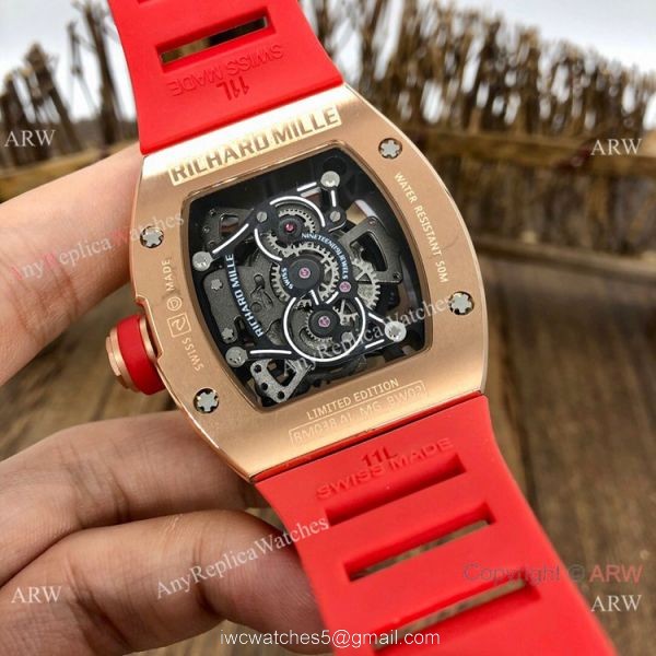 Best Replica Richard Mille RM038 Rose Gold Watches Men Size 4