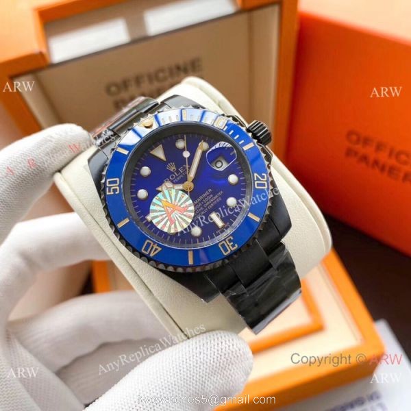 Copy Rolex Submariner Black Steel Green Dial Watch Low Price 4