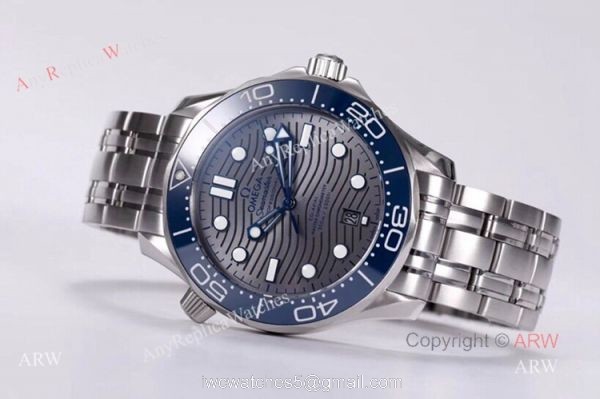 VS Factory Omega Seamaster Diver 300m Grey Wave Dial Omega 8800 Movement Watch Replica 4