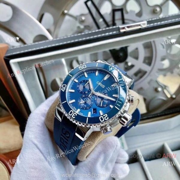 High Quality Oris Artelier Chronograph Copy Watch Blue Dial 4