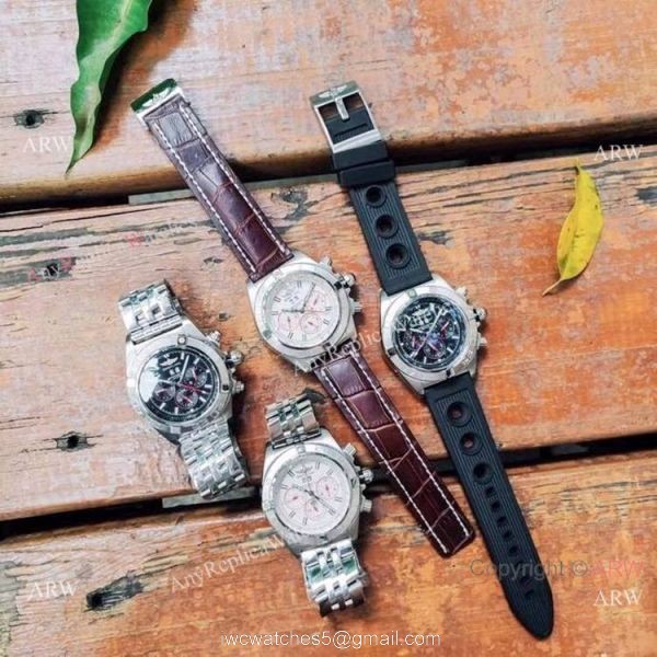 New Copy Breitling Chronometer Chronomat B01 Watches Brown Leather Strap 4
