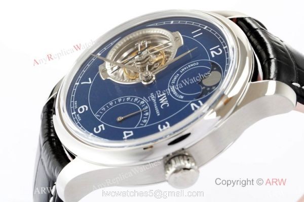 New! Swiss Replica IWC Portugieser Constant Force Tourbillon Watch Blue Dial 4