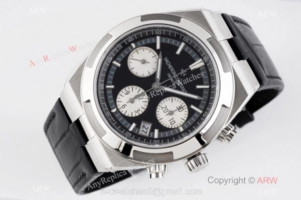 Super Clone Vacheron Constantin Overseas Chronograph Black Dial Watch 4