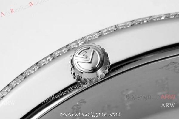 New! Swiss Replica Franck Muller Long Island Watch Iced Out Stainless Steel 4