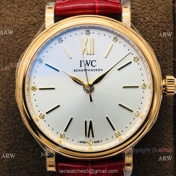 New! Swiss Replica IWC Portofino Swiss 9015 Rose Gold Watch Ladies 4