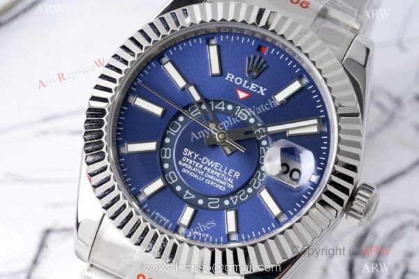 Swiss Copy Rolex Sky-Dweller Watch Bue Dial 904L Steel Swiss 9001 Movement 4