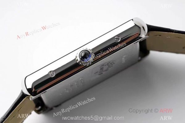 New! Swiss Cartier Tank Solo AF Factory Quartz Watch SS Black Leather Strap 4