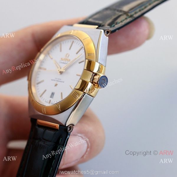 New! Swiss Grade Omega Constellation Gents Watches Green Leahter Strap 4