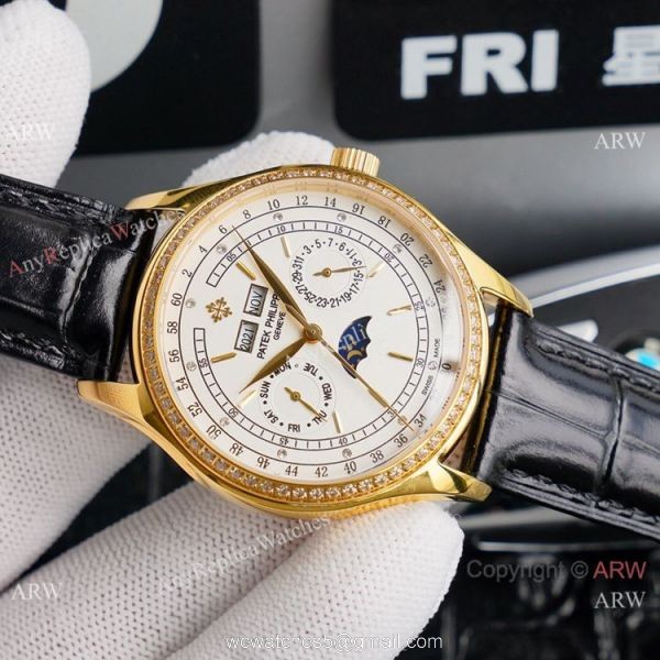 Swiss Replica Patek Philippe Geneve Base 1000 Watch with Diamond Bezel 40mm 4