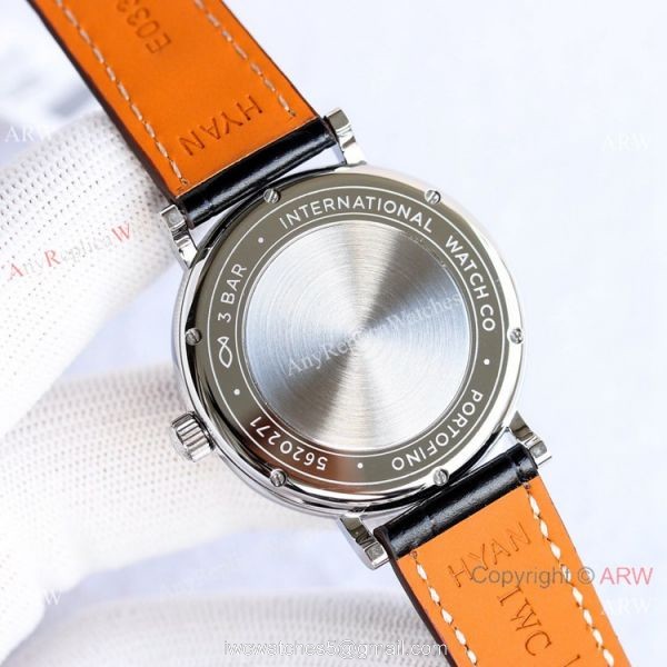 Swiss Replica IWC Portofino Stainless Steel Rhodium Dial Watch 37mm 4