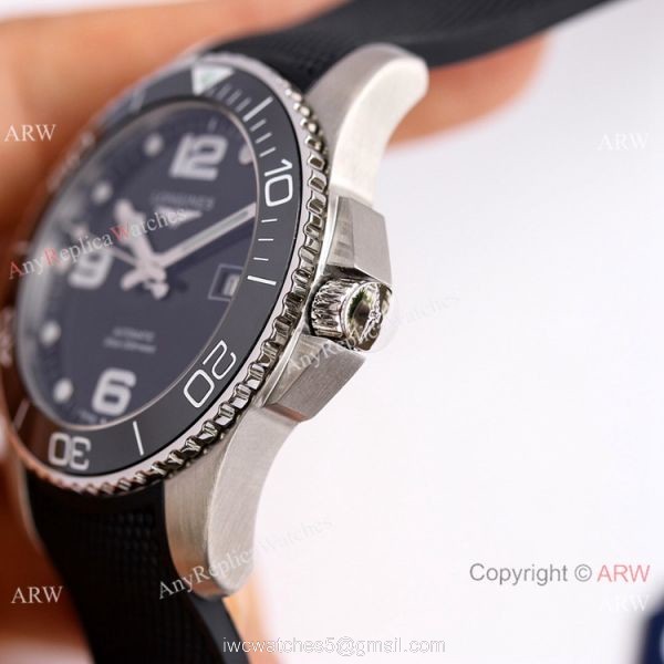 Swiss Copy Longines Hydroconquest Watch Black Ceramic Rubber Strap 4