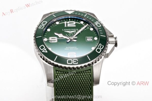 Swiss Grade Copy Longines Hydroconquest Green Rubber Strap Watch 4