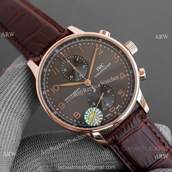 AAA Replica IWC Portuguese Rose Gold White Watches Swiss 7750 Chronograph 4