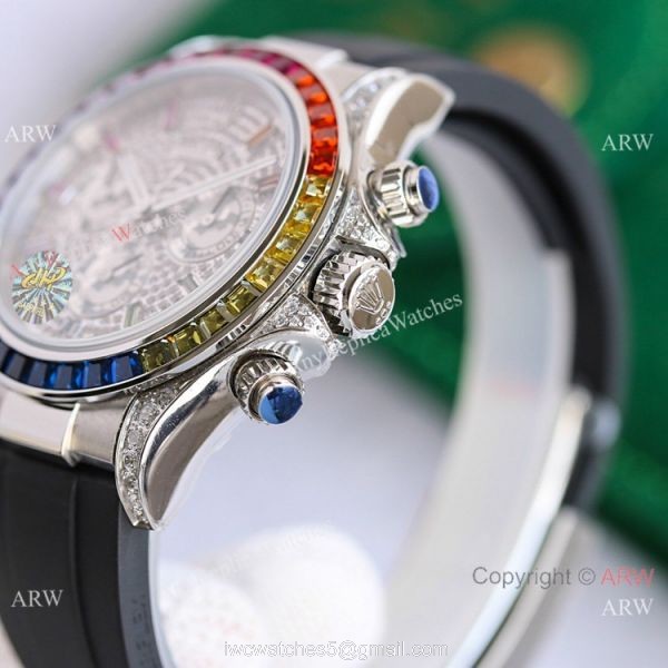 Swiss 7750 Rolex Daytona Replica Watch SS Diamond Dial Colorful Markers 4