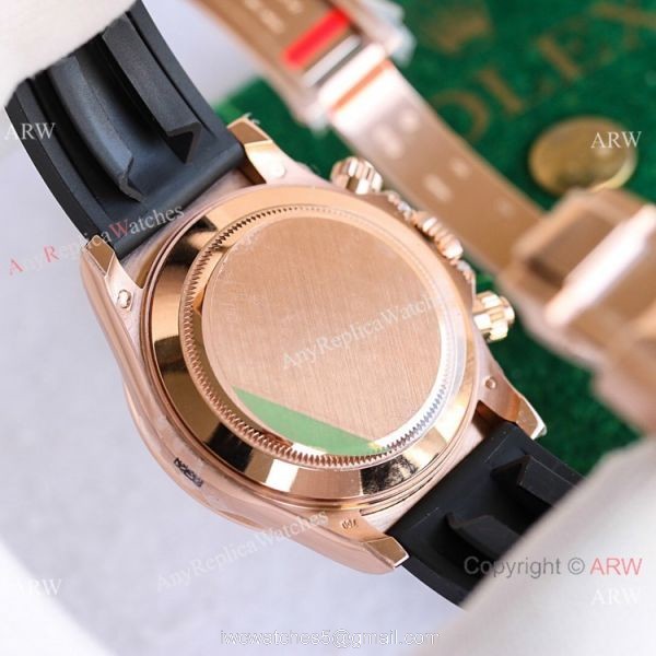 Swiss 7750 Rolex Rainbow Daytona Rose Gold Diamond Dial Rubber Strap Watch 40mm 4